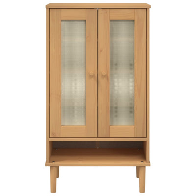 Shoe Cabinet Solid Pine 3 Compartments Medium Height