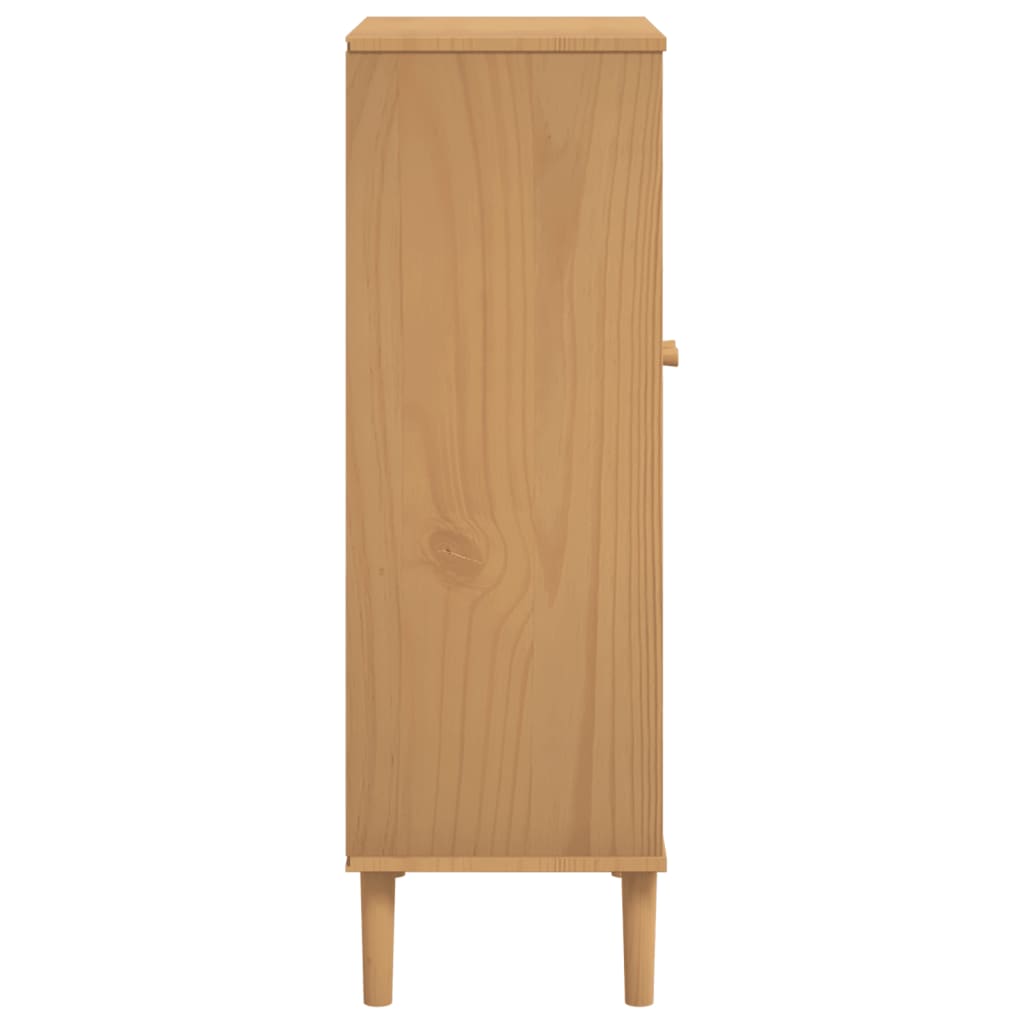Shoe Cabinet Solid Pine 3 Compartments Medium Height