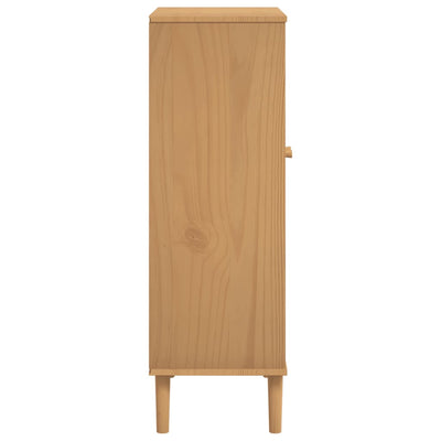 Shoe Cabinet Solid Pine 3 Compartments Medium Height