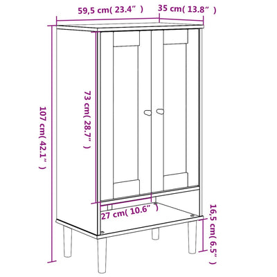 Shoe Cabinet Solid Pine 3 Compartments Medium Height