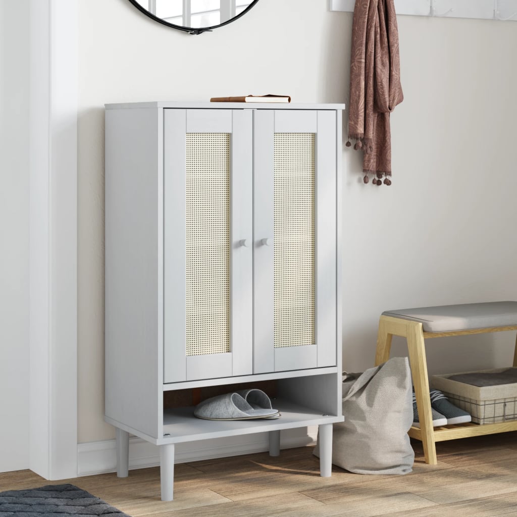 Shoe Cabinet Solid Pine 3 Compartments Medium Height