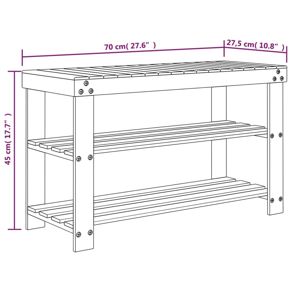 Shoe Rack Natural Bamboo 3 Tiers