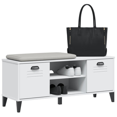 Shoe Storage Bench Smoked Oak & Metal Compartments