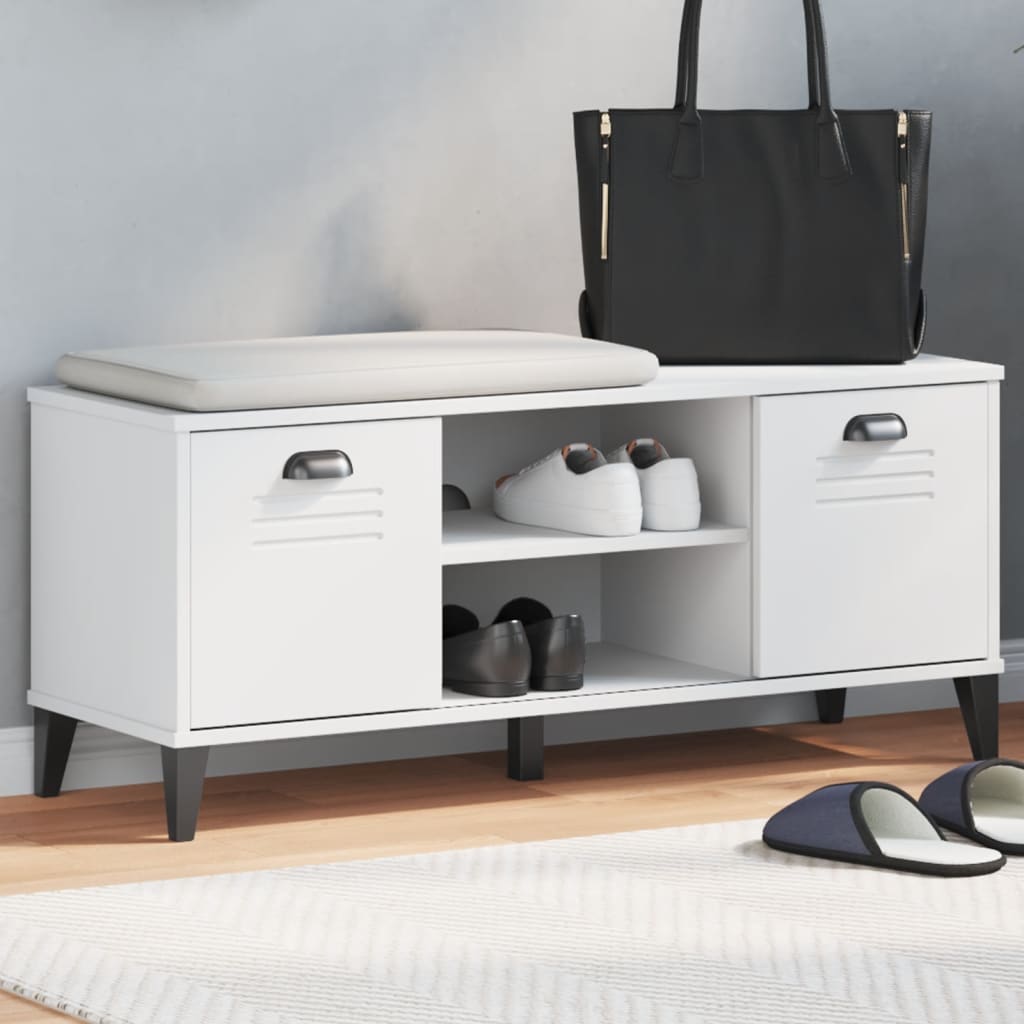 Shoe Storage Bench Smoked Oak & Metal Compartments