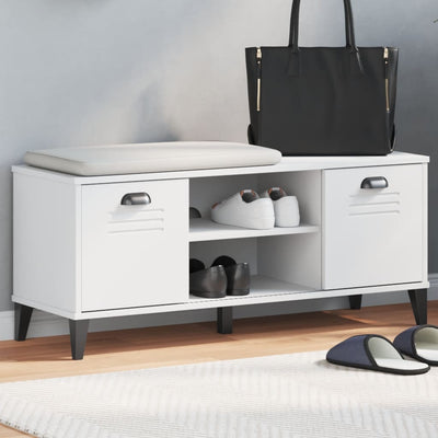 Shoe Storage Bench Smoked Oak & Metal Compartments