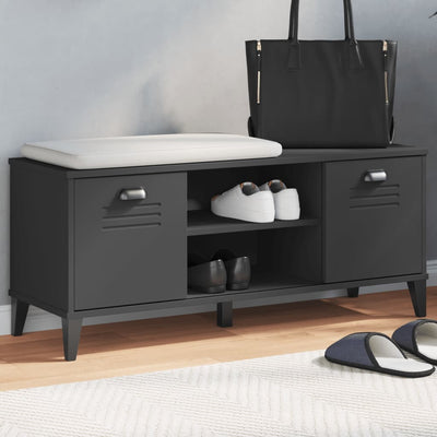 Shoe Storage Bench Smoked Oak & Metal Compartments