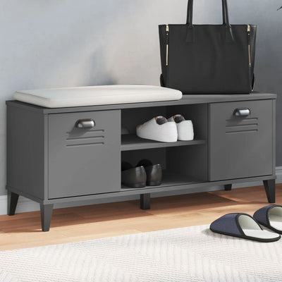 Shoe Storage Bench Smoked Oak & Metal Compartments