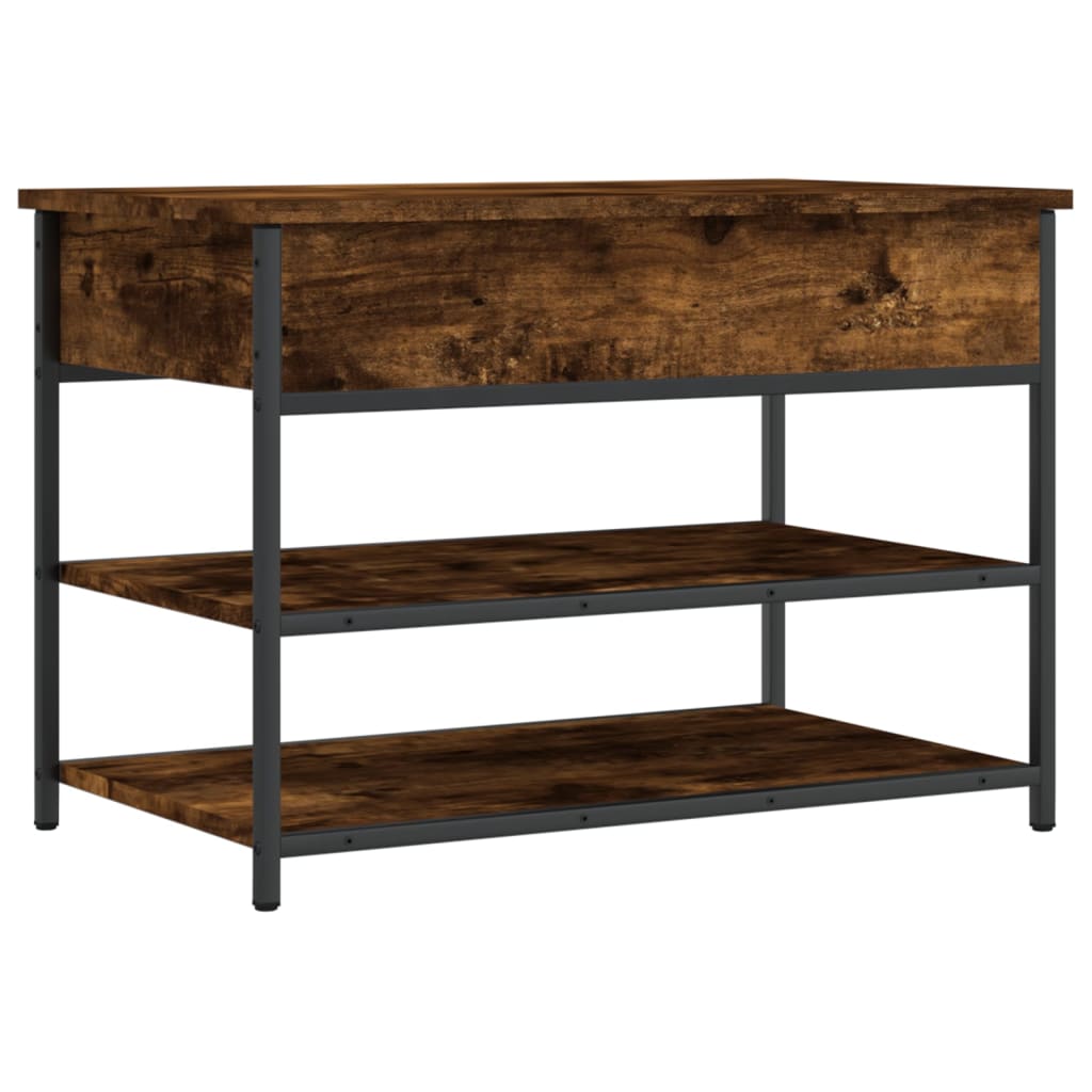 Tone Shoe Bench Smoked Oak & Metal 3 Compartments Wide & Long