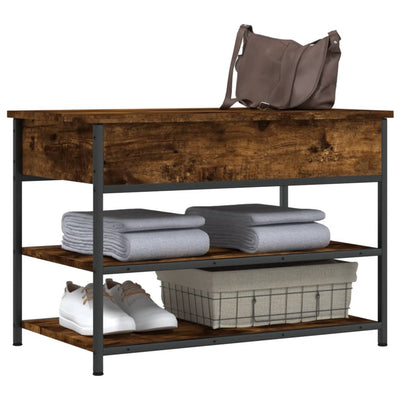 Tone Shoe Bench Smoked Oak & Metal 3 Compartments Wide & Long