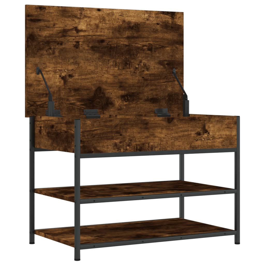 Tone Shoe Bench Smoked Oak & Metal 3 Compartments Wide & Long