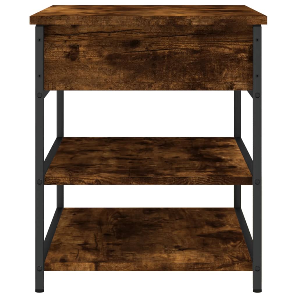 Tone Shoe Bench Smoked Oak & Metal 3 Compartments Wide & Long