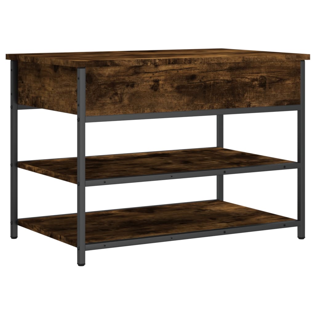 Tone Shoe Bench Smoked Oak & Metal 3 Compartments Wide & Long