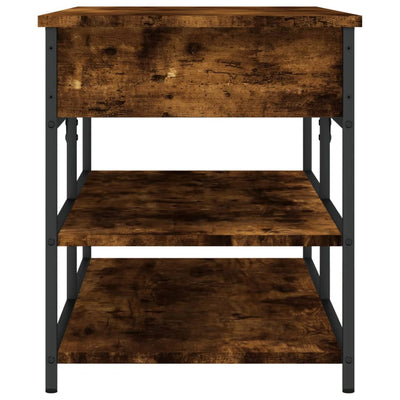 39" Industrial Oak & Metal Shoe Bench With 2 Tiers & 1 Large Lift Top Drawer