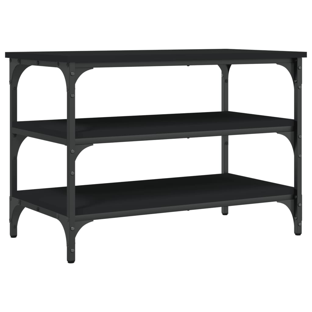 Shoe Bench Black Wood Deep & Wide 3 Compartments