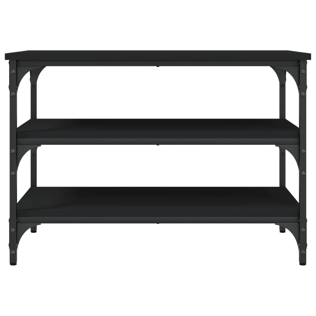Shoe Bench Black Wood Deep & Wide 3 Compartments