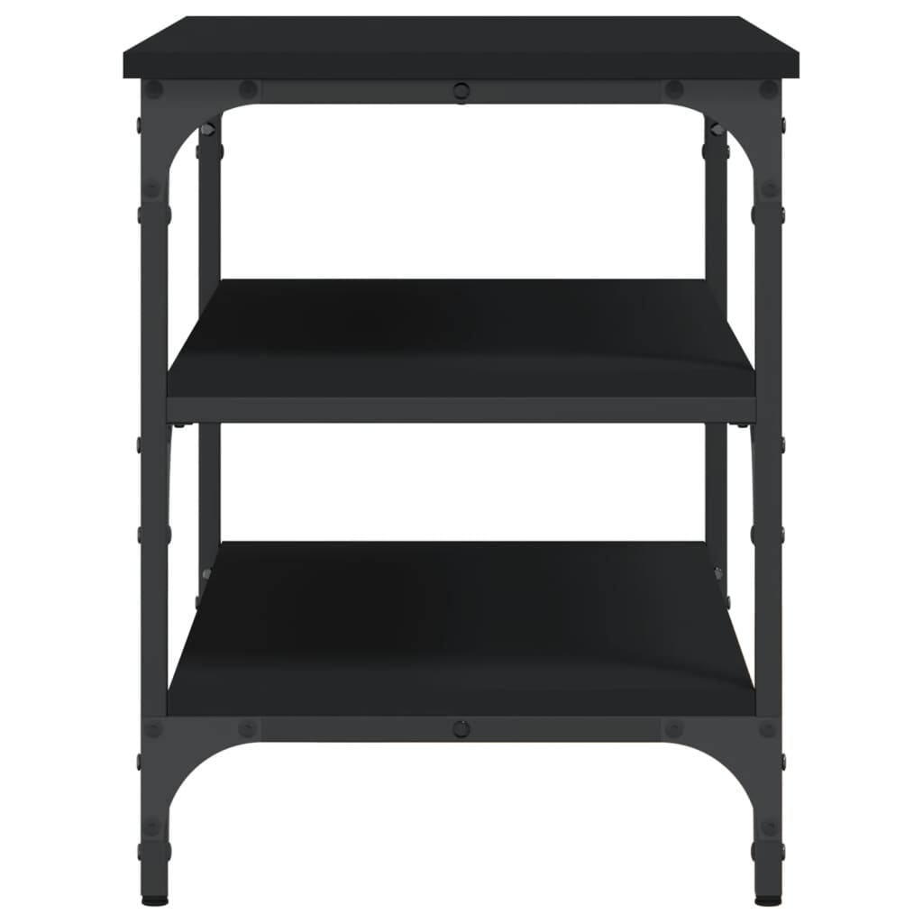 Shoe Bench Black Wood Deep & Wide 3 Compartments
