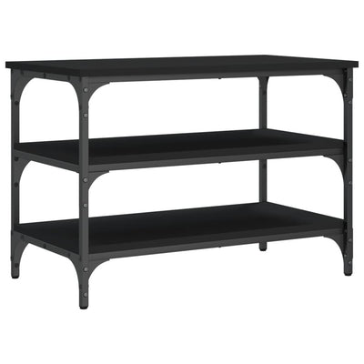 Shoe Bench Black Wood Deep & Wide 3 Compartments