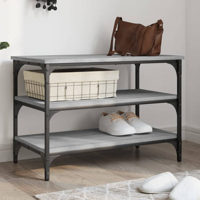 Shoe Bench Black Wood Deep & Wide 3 Compartments