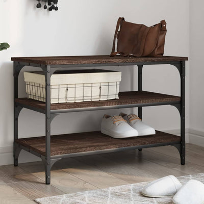 Shoe Bench Black Wood Deep & Wide 3 Compartments