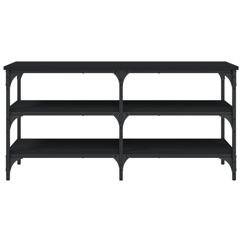 Tone Shoe Bench Black Reclaimed Wood & Metal Adjustable Feet 3 Compartments