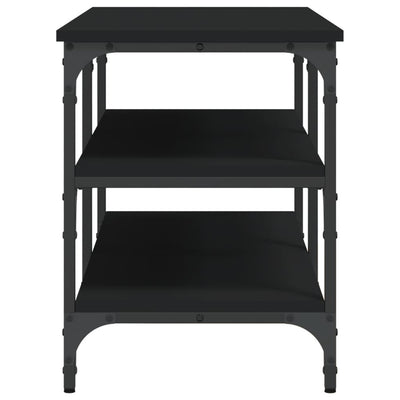 Tone Shoe Bench Black Reclaimed Wood & Metal Adjustable Feet 3 Compartments