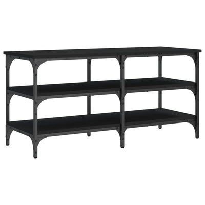 Tone Shoe Bench Black Reclaimed Wood & Metal Adjustable Feet 3 Compartments