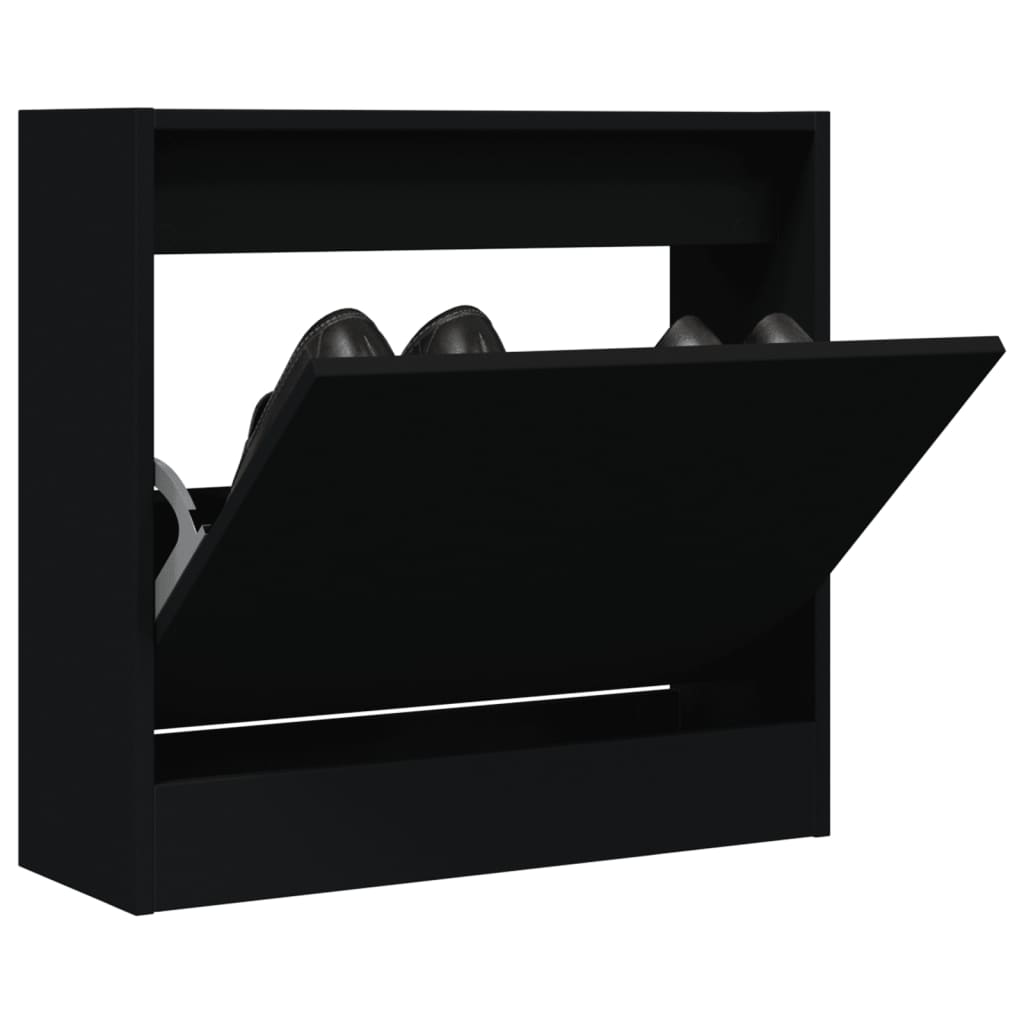 Modern 3 Pair 31" Compact Shoe Cabinet With 1 Flip Down Drawer