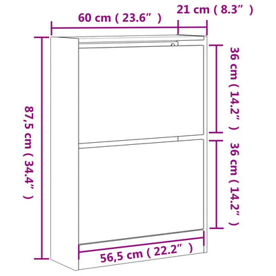 Tone Shoe Cabinet Solid Oak 2 Drop-Down Drawers small