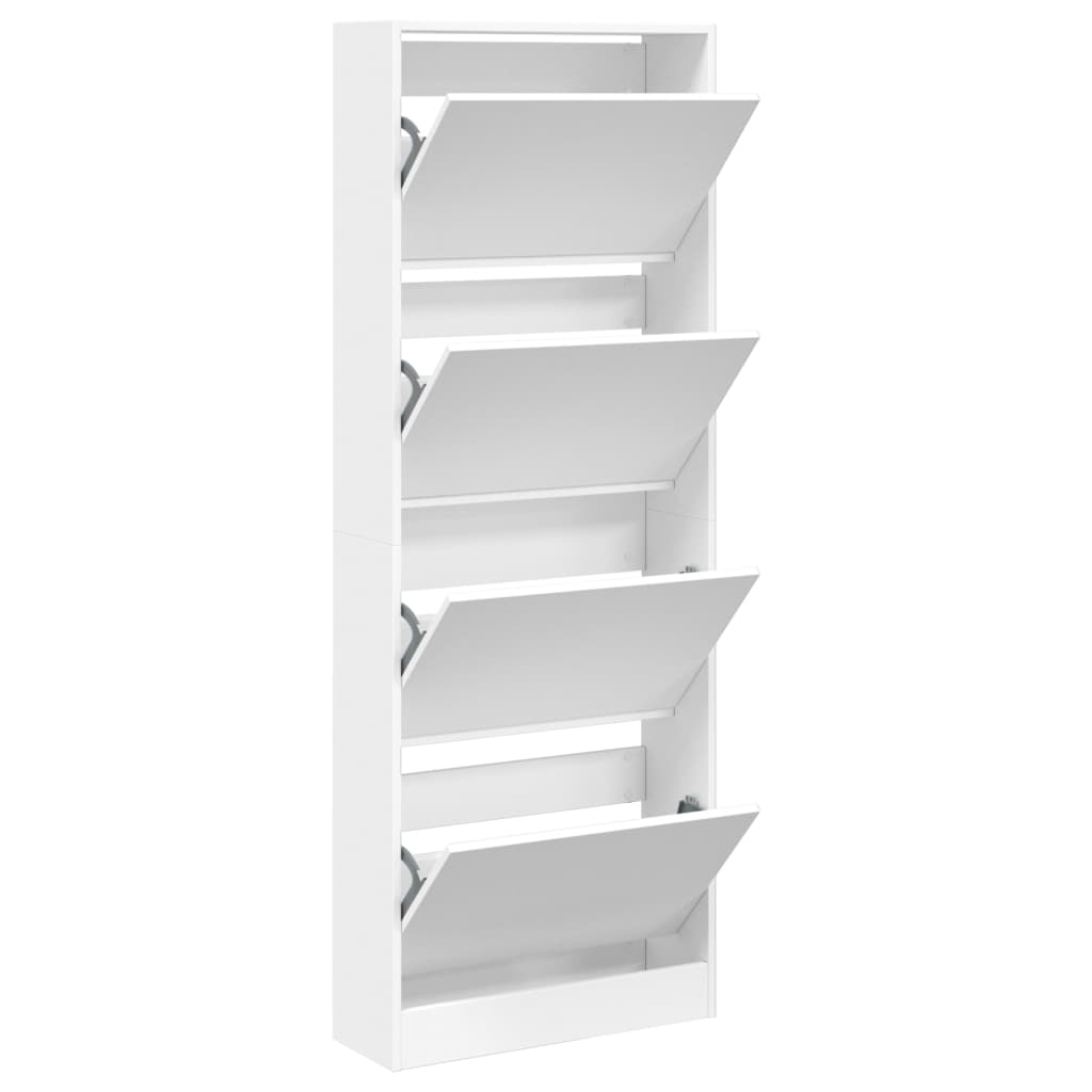Modern 20 Pair 31" Tall Shoe Cabinet With 4 Flip Down Drawers