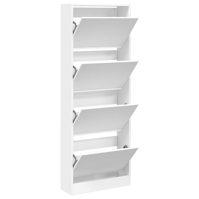 Modern 20 Pair 31" Tall Shoe Cabinet With 4 Flip Down Drawers