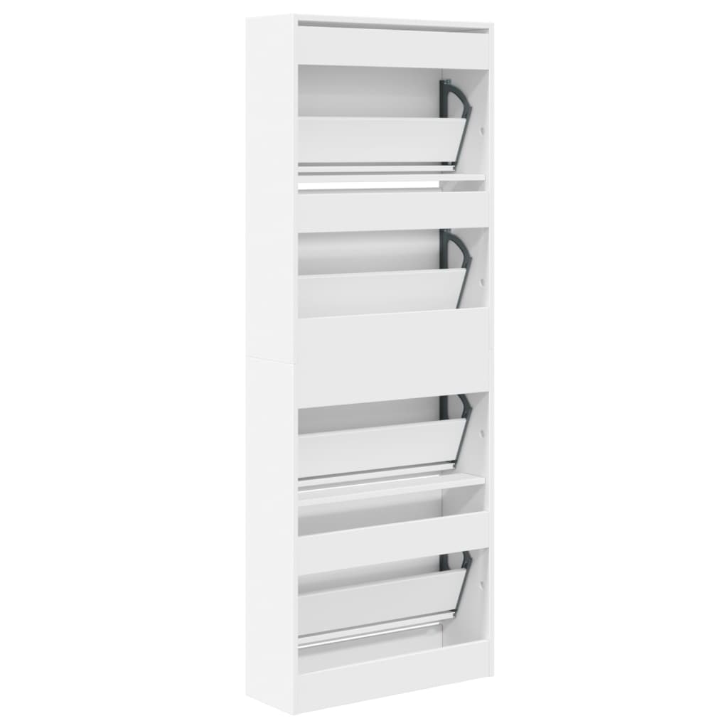 Modern 20 Pair 31" Tall Shoe Cabinet With 4 Flip Down Drawers