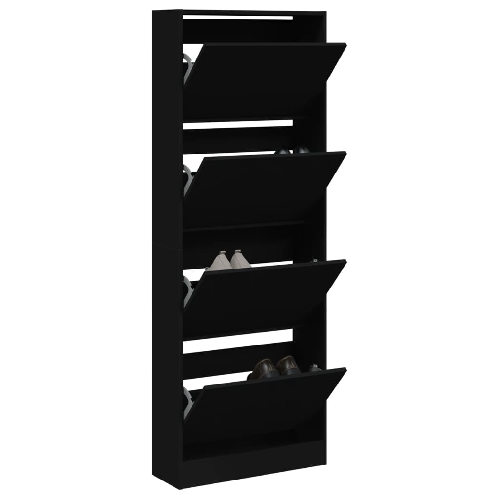 Modern 20 Pair 31" Tall Shoe Cabinet With 4 Flip Down Drawers