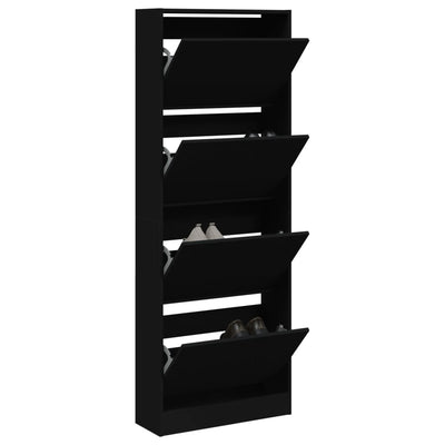 Modern 20 Pair 31" Tall Shoe Cabinet With 4 Flip Down Drawers