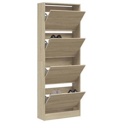 Modern 20 Pair 31" Tall Shoe Cabinet With 4 Flip Down Drawers