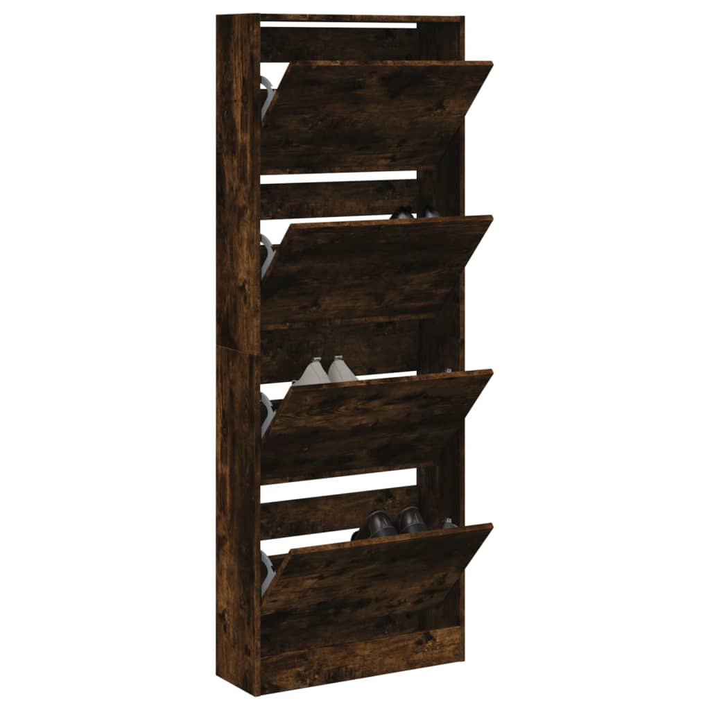 Modern 20 Pair 31" Tall Shoe Cabinet With 4 Flip Down Drawers