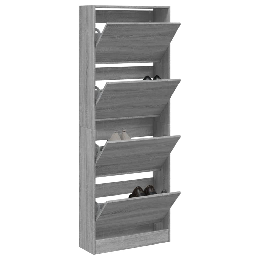Modern 20 Pair 31" Tall Shoe Cabinet With 4 Flip Down Drawers