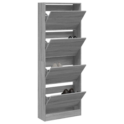 Modern 20 Pair 31" Tall Shoe Cabinet With 4 Flip Down Drawers