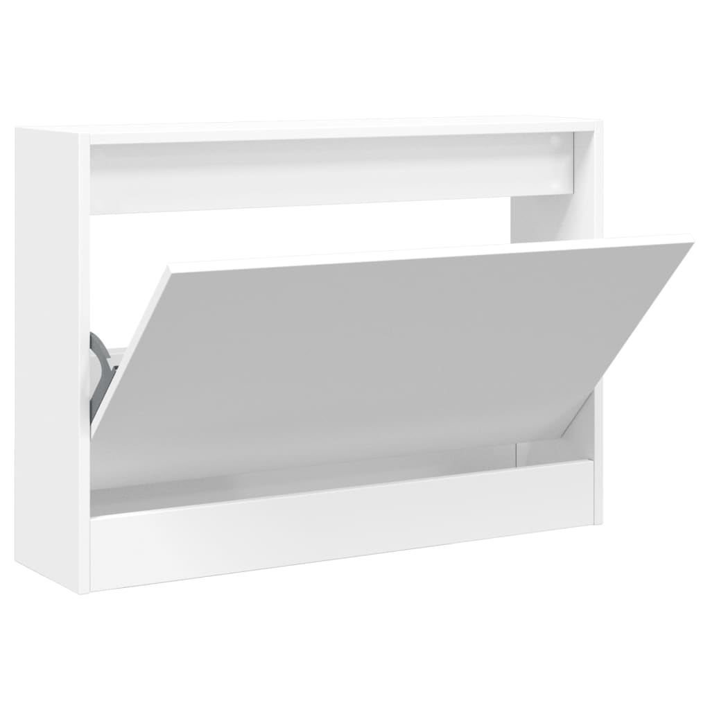 Modern 6 Pair 31" Compact Shoe Cabinet With 1 Flip Down Drawer