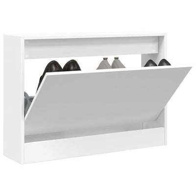 Modern 6 Pair 31" Compact Shoe Cabinet With 1 Flip Down Drawer