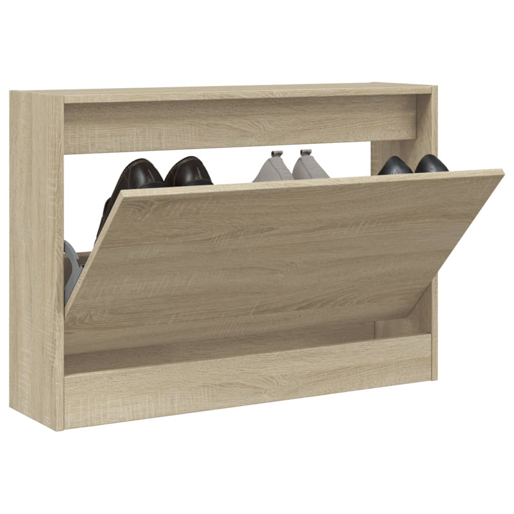 Modern 6 Pair 31" Compact Shoe Cabinet With 1 Flip Down Drawer