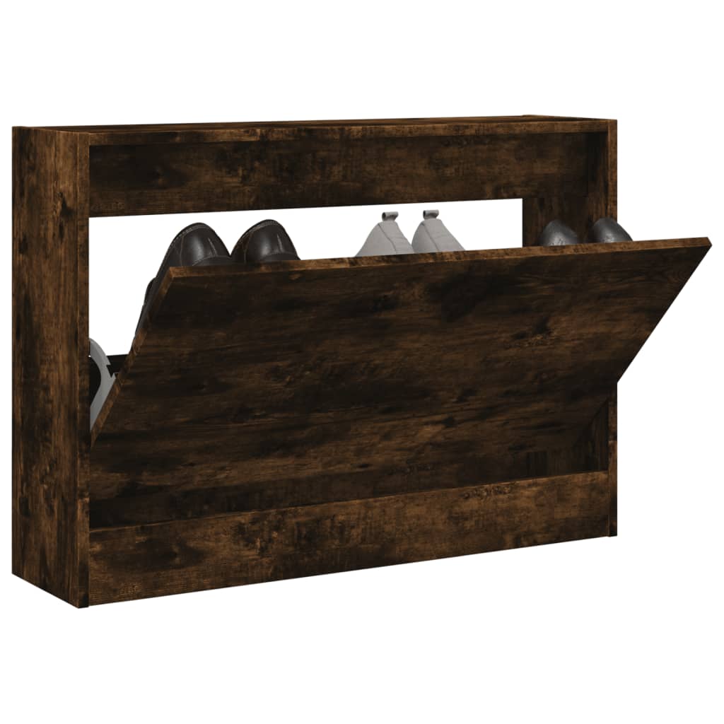 Modern 6 Pair 31" Compact Shoe Cabinet With 1 Flip Down Drawer