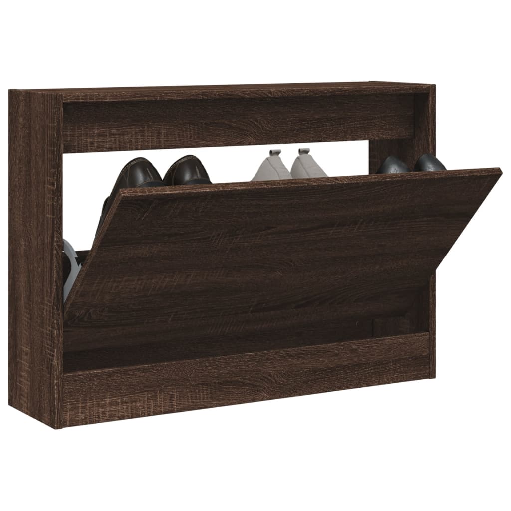 Modern 6 Pair 31" Compact Shoe Cabinet With 1 Flip Down Drawer