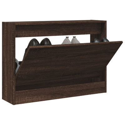 Modern 6 Pair 31" Compact Shoe Cabinet With 1 Flip Down Drawer