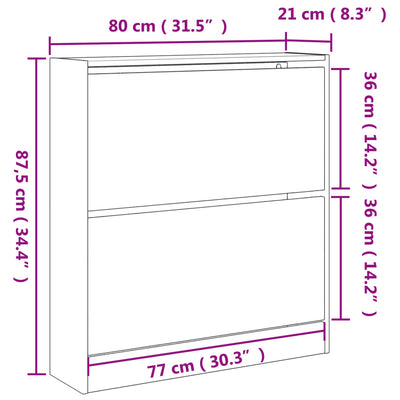 Tone Shoe Cabinet Solid Oak 2 Drop-Down Drawers Small
