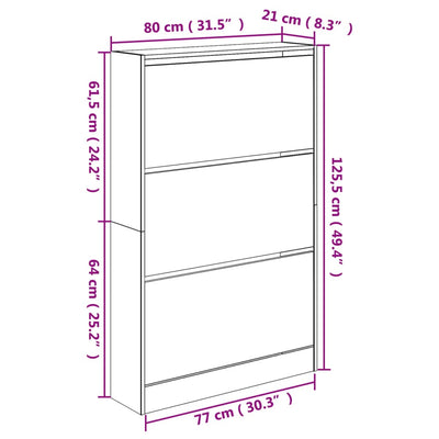 Tone Shoe Cabinet Solid Oak 3 Drop-Down Drawers