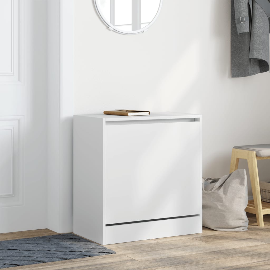 Modern 6 Pair 31" Compact Shoe Cabinet With 1 Flip Down Drawer