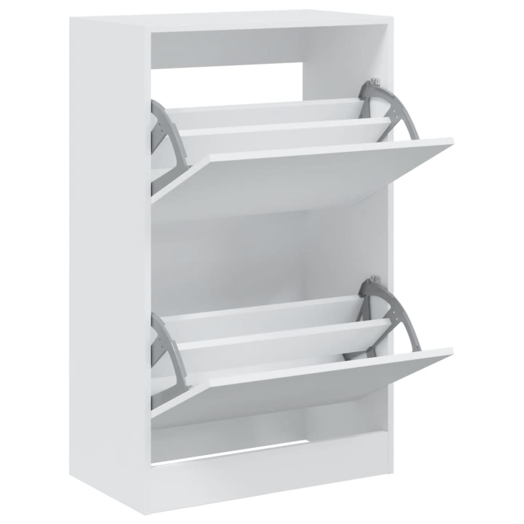 Modern 18 Pair 31" Shoe Cabinet With 2 Flip Down Drawers