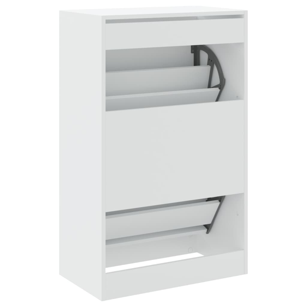 Modern 18 Pair 31" Shoe Cabinet With 2 Flip Down Drawers