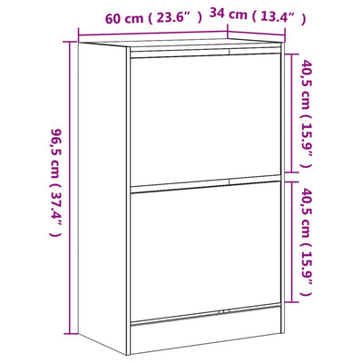 Modern 18 Pair 31" Shoe Cabinet With 2 Flip Down Drawers