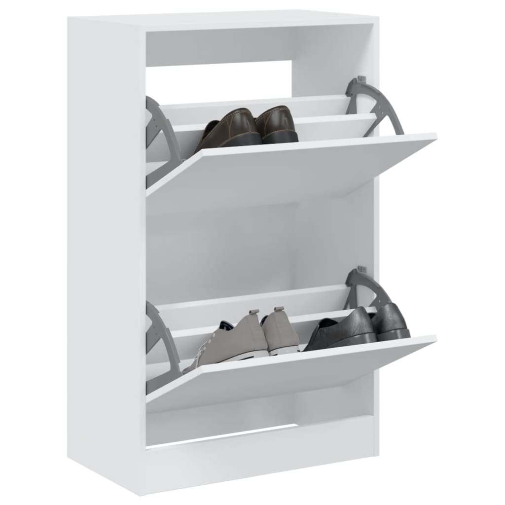 Modern 18 Pair 31" Shoe Cabinet With 2 Flip Down Drawers
